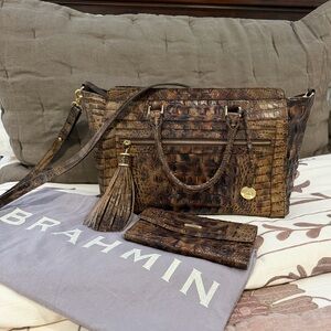 Brahmin Anna Satchel and Matching Wallet